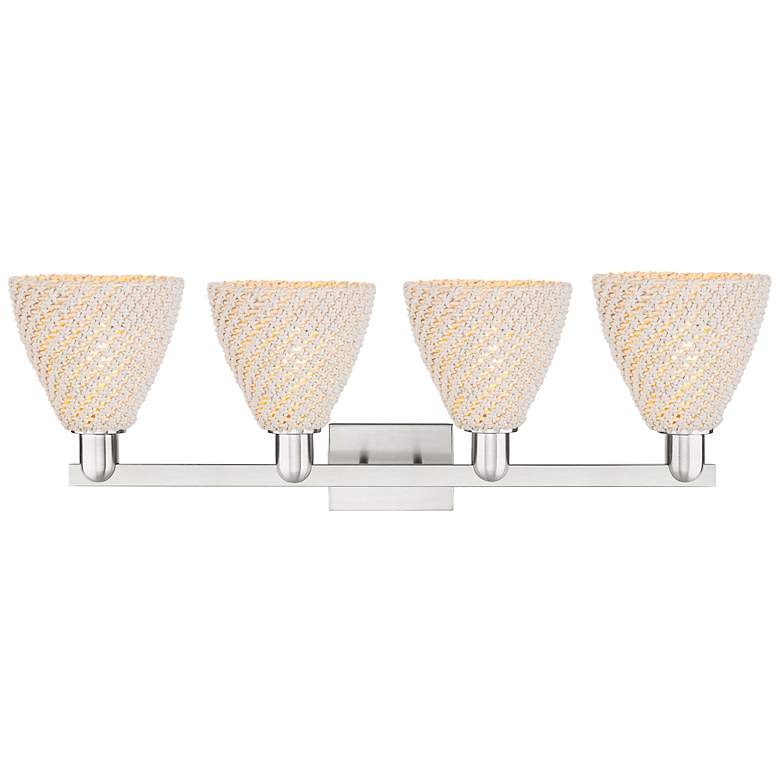 Image 2 Natural Ballston Dome 36"W 4-Lt Satin Nickel Bath-Lt w/ Fiber Shade more views