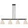 Natural Ballston Dome 48"W 4-Lt Black Brass Stem Island-Lt w/ Fiber Shade