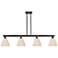Natural Ballston Dome 48"W 4-Lt Black Stem Island-Lt w/ Fiber Shade
