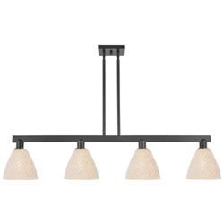 Natural Ballston Dome 48"W 4-Lt Black Stem Island-Lt w/ Fiber Shade