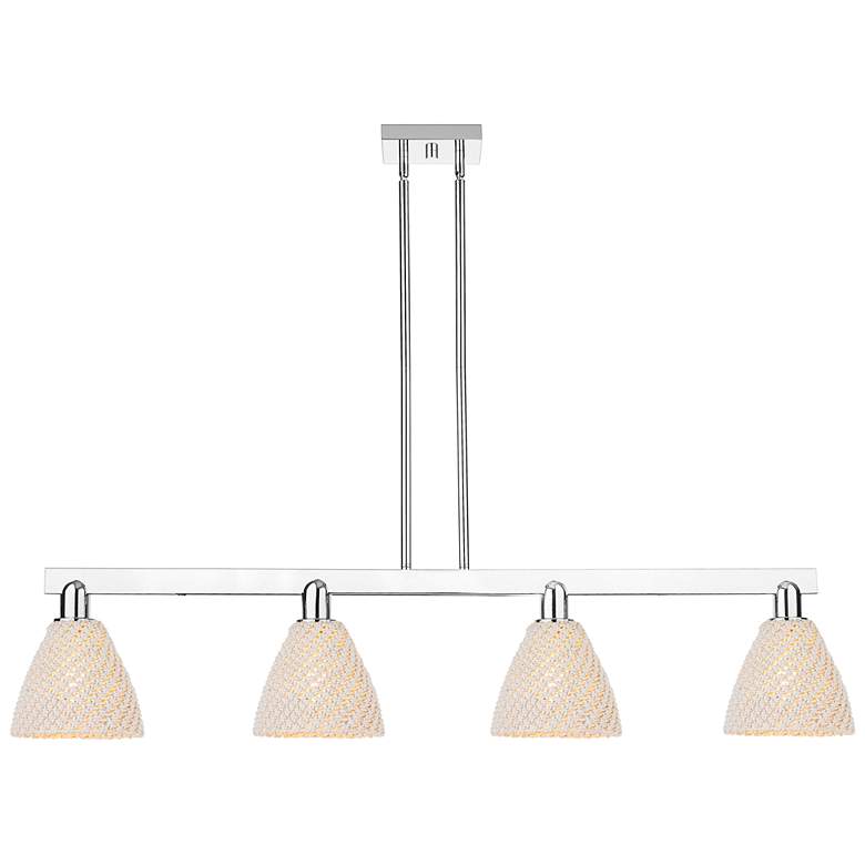 Image 1 Natural Ballston Dome 48"W 4-Lt Chrome Stem Island-Lt w/ Fiber Shade