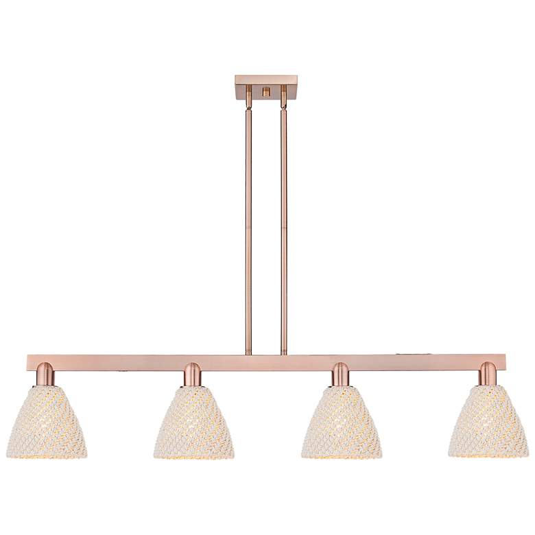 Image 1 Natural Ballston Dome 48"W 4-Lt Copper Stem Island-Lt w/ Fiber Shade