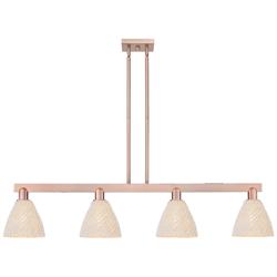 Natural Ballston Dome 48"W 4-Lt Copper Stem Island-Lt w/ Fiber Shade