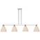 Natural Ballston Dome 48"W 4-Lt Nickel Stem Island-Lt w/ Fiber Shade