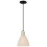 Natural Ballston Dome 8"W Black Brass Cord Mini Pendant w/ Fiber Shade
