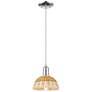 1_Natural Ballston Dome 8"W Chrome Cord Mini Pendant w/ Basketweave Shade