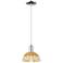 Natural Ballston Dome 8"W Chrome Cord Mini Pendant w/ Basketweave Shade