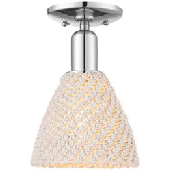 Natural Ballston Dome 8"W Chrome Semi-Flush With Natural Fiber Shade