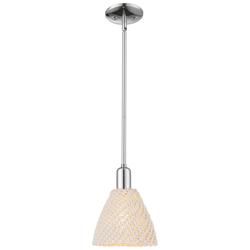 Natural Ballston Dome 8"W Chrome Stem Mini Pendant With Fiber Shade