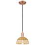 1_Natural Ballston Dome 8"W Copper Cord Mini Pendant w/ Basketweave Shade