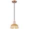 Natural Ballston Dome 8"W Copper Cord Mini Pendant w/ Basketweave Shade
