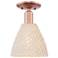 Natural Ballston Dome 8"W Copper Semi-Flush With Fiber Shade