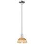 Natural Ballston Dome 8"W Nickel Stem Mini Pendant w/ Basketweave Shade