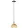 Natural Ballston Dome 8"W Nickel Stem Mini Pendant w/ Basketweave Shade