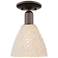 Natural Ballston Dome 8"W Oil Rubbed Bronze Semi-Flush With Fiber Shade