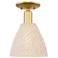 Natural Ballston Dome 8"W Satin Gold Semi-Flush With Fiber Shade
