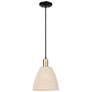 Natural Ballston Dome 9"W Black Brass Cord Mini Pendant w/ Fiber Shade