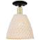 Natural Ballston Dome 9"W Black Brass Semi-Flush With Fiber Shade