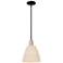 Natural Ballston Dome 9"W Black Brass Stem Mini Pendant w/ Fiber Shade