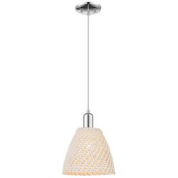 Natural Ballston Dome 9"W Chrome Cord Mini Pendant With Fiber Shade