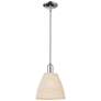 Natural Ballston Dome 9"W Chrome Stem Mini Pendant With Fiber Shade