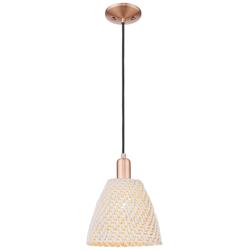Natural Ballston Dome 9"W Copper Cord Mini Pendant With Fiber Shade