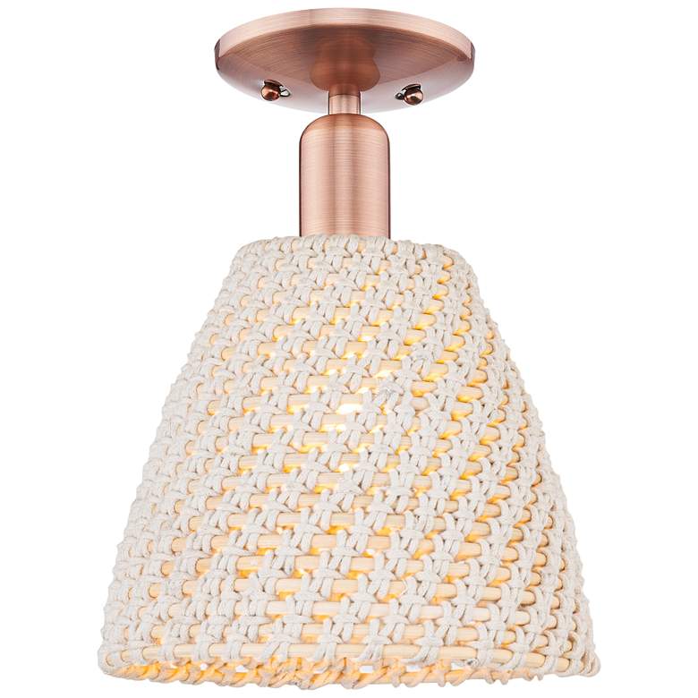 Image 1 Natural Ballston Dome 9"W Copper Semi-Flush With Fiber Shade