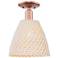 Natural Ballston Dome 9"W Copper Semi-Flush With Fiber Shade
