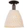 Natural Ballston Dome 9"W Oil Rubbed Bronze Semi-Flush With Fiber Shade