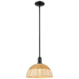 Natural Ballston Dome Wide Black Stem Mini Pendant w/ 12 Natural Ballston Dome Wide Black Stem Mini Pendant w/ 12