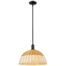 Natural Ballston Dome Wide Black Stem Mini Pendant w/ 16 Natural Ballston Dome Wide Black Stem Mini Pendant w/ 16