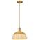 Natural Ballston Dome Wide Brass Cord Mini Pendant w/ 12" Basketweave Shade