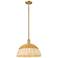 Natural Ballston Dome Wide Brass Stem Mini Pendant w/ 16" Basketweave Shade