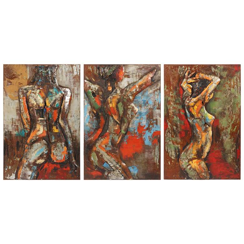 Image 1 Natural Beauty 1, 2 & 3 Mixed Media Iron Hand Painted Dimensional Wall Art