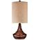 Natural Brown Wood Finish Modern Grooved Gourd Table Lamp