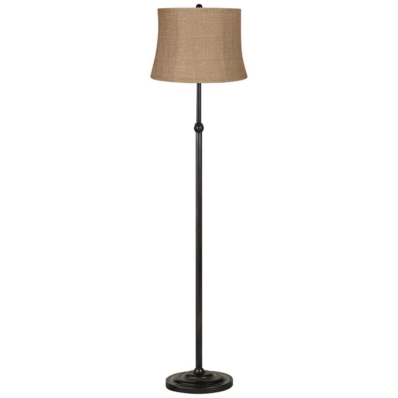 Image 1 Natural Burlap Bronze Adjustable Floor Lamp
