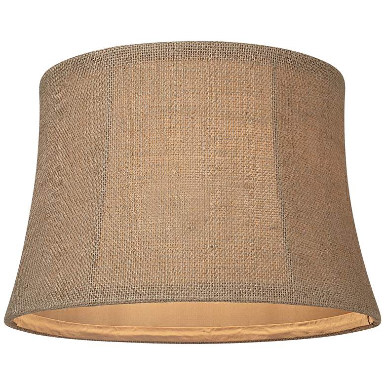 Image 3 Natural Burlap Set of 2 Drum Lamp Shades 10x12x8 (Spider) more views