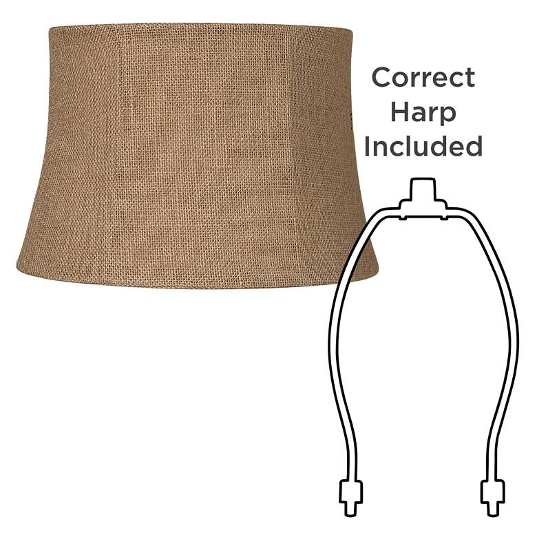 Image 5 Natural Burlap Set of 2 Drum Lamp Shades 10x12x8 (Spider) more views