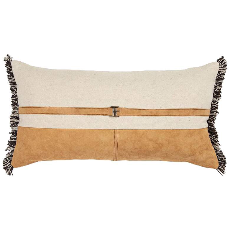Image 1 Natural Color Block 26 inch x 14 inch Decorative Down Filled Pillow