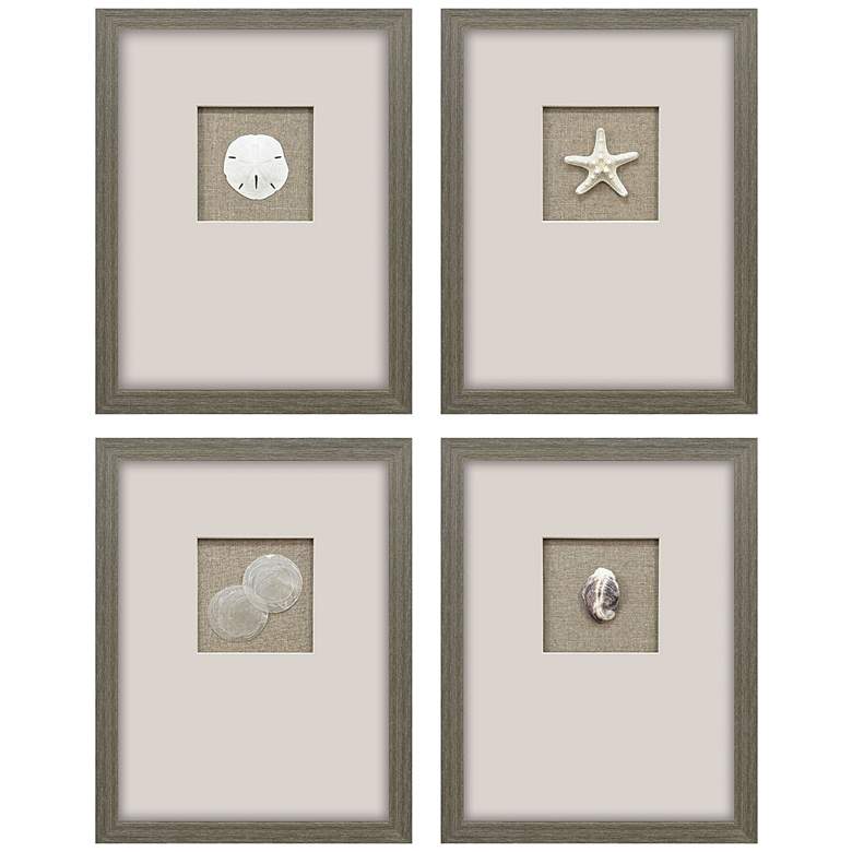 Image 1 Natural Elements 14"W x 18"H Coastal Framed Art Set of 4