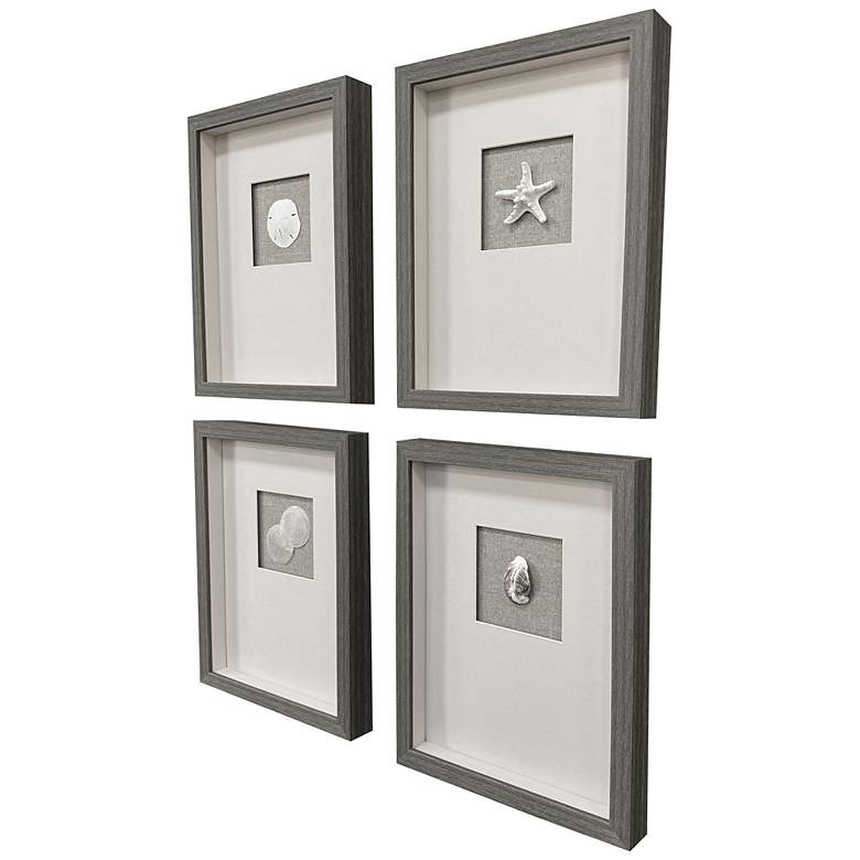 Image 2 Natural Elements 14"W x 18"H Coastal Framed Art Set of 4 more views