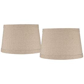Image1 of Natural Fabric Set of 2 Drum Lamp Shades 10x12x8 (Spider)