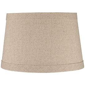 Image3 of Natural Fabric Set of 2 Drum Lamp Shades 10x12x8 (Spider) more views