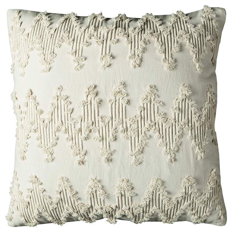 Image 1 Natural Frayed Chevron 20 inch Square Decorative Filled Pillow