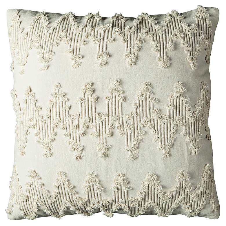 Image 1 Natural Frayed Chevron 20" Square Decorative Filled Pillow