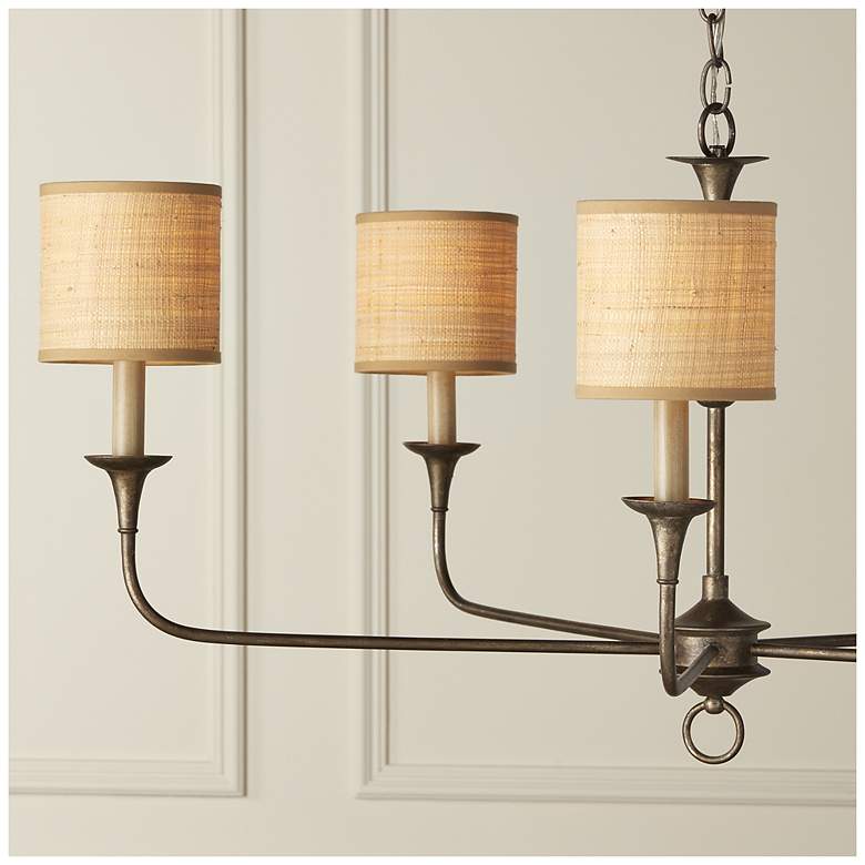 Image 4 Natural Grasscloth Drum Chandelier Shade more views