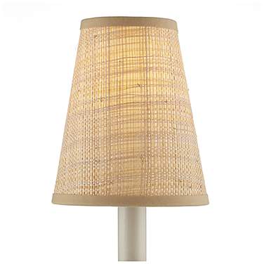 Natural Grasscloth Tapered Chandelier Shade 3x5x6 (Clip-On)