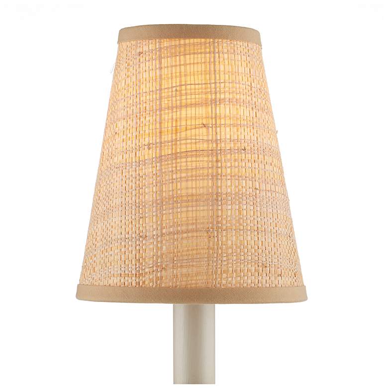 Image 1 Natural Grasscloth Tapered Chandelier Shade 3x5x6 (Clip-On)