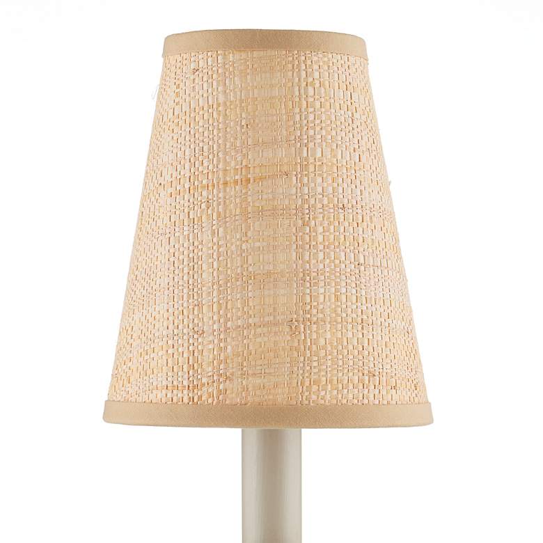 Image 2 Natural Grasscloth Tapered Chandelier Shade 3x5x6 (Clip-On) more views