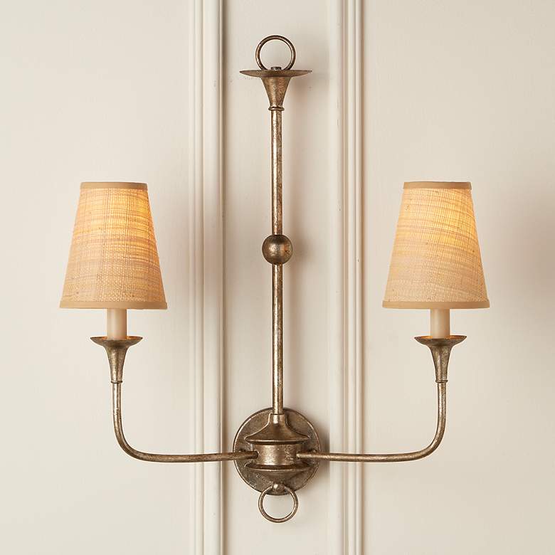 Image 3 Natural Grasscloth Tapered Chandelier Shade 3x5x6 (Clip-On) more views